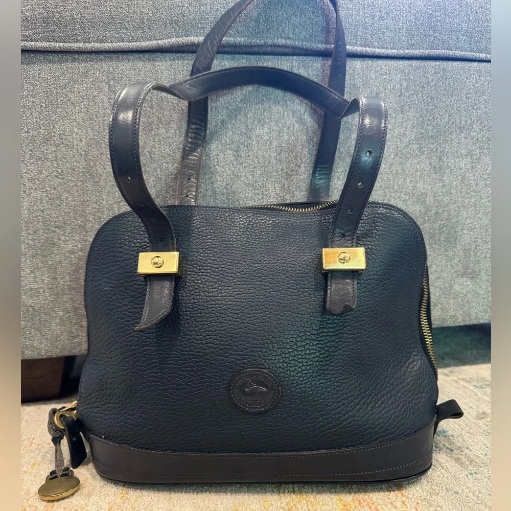 Vintage Dooney and Bourke Pebbled Navy Purse - Picture 1 of 4